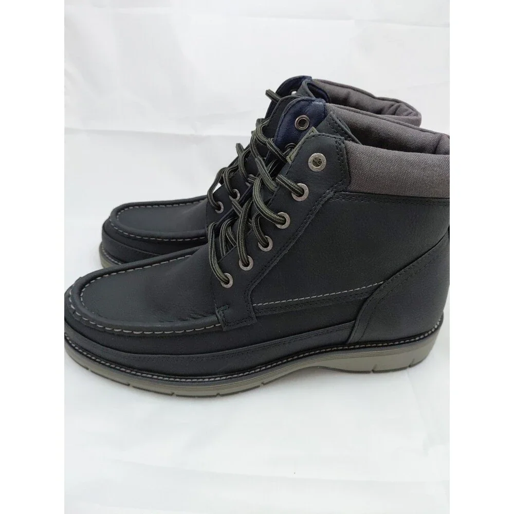 NWT Men's DOCKERS Thames Flat Heel Lace Up Boots in Black Size 8.5 M